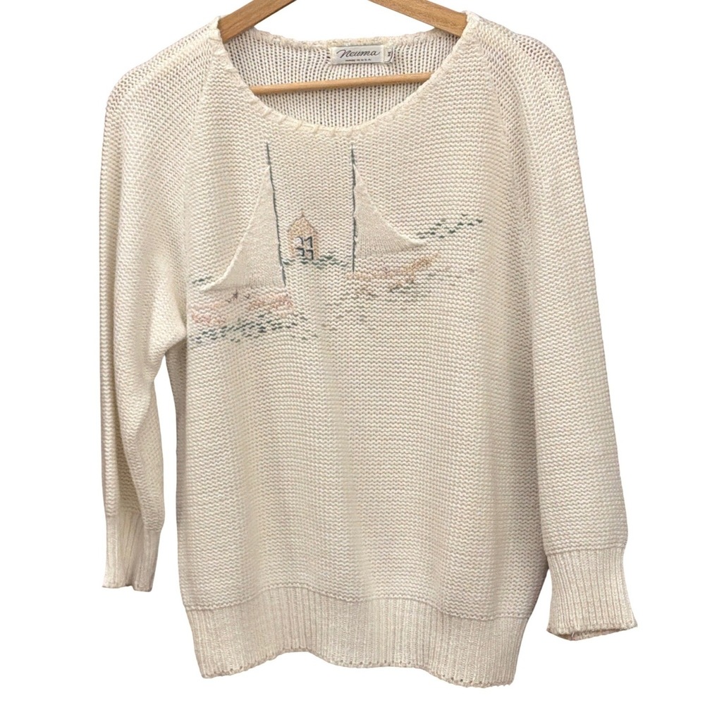 Vintage Neuma Sweater Nautical Sailboat Coastal Grandmacore Preppy Cottagecore